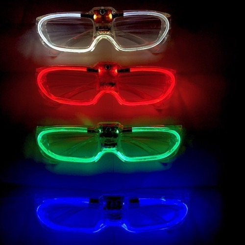 5 Unid Óculos De Led Pisca Cores Sortidas Neon Silver
