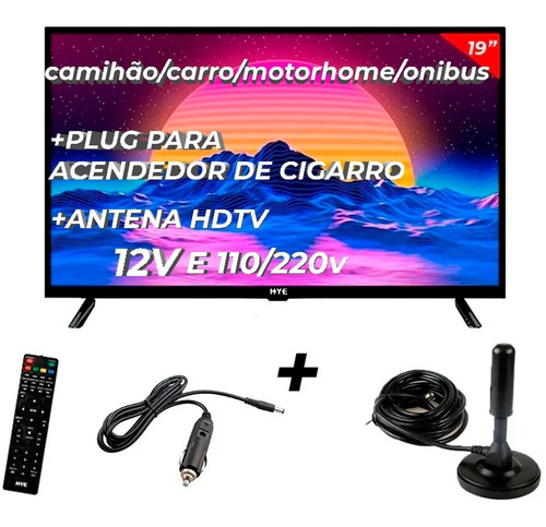 Imagem 1 de 5 de Tv 19 Polegadas Para Caminhão + Plug 12v + Antena Digital 5m