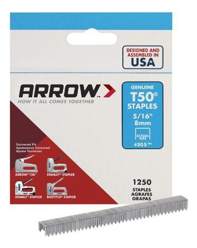 Grapas 5/16 Plg T50 Alta resistencia Arrow Fastener 505