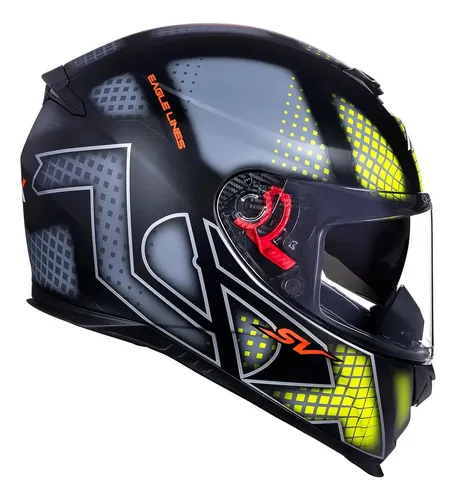 Capacete Moto Asx Eagle Sv Lines Preto Fosco Cinza Amarelo Cinza Lines Fosco