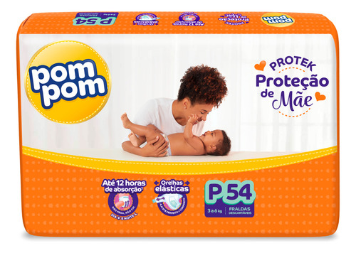 Pacote De Fraldas Derma Protek Proteção De Mãe P Com 54 unidades Pom Pom