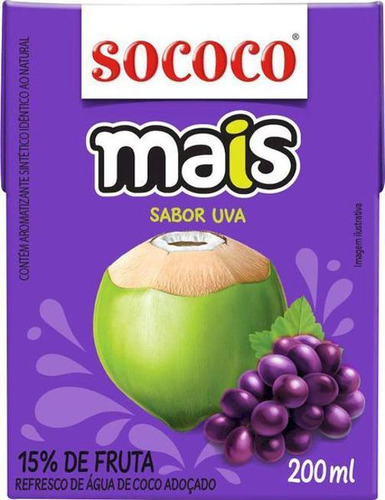 Água De Coco Sococo Mais Sabor Uva 200ml