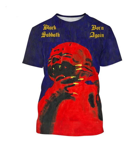 Camiseta De Manga Corta Impresa En 3d Del Black Sabbath