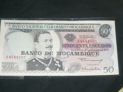 Billete De Mozambique 50 Escudos 1970 Sin Circular
