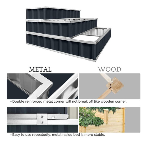Cama De Jardín Elevada De 3 Niveles, Marco Desmontable De Ac