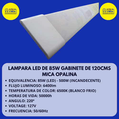 Lampara Led De 85w Gabinete De 120cms Mica Opalina 10 Piezas
