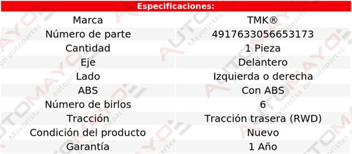 1 - Maza Del Izq/der Con Abs Tmk Express 2500 V8 4.8l 12-17