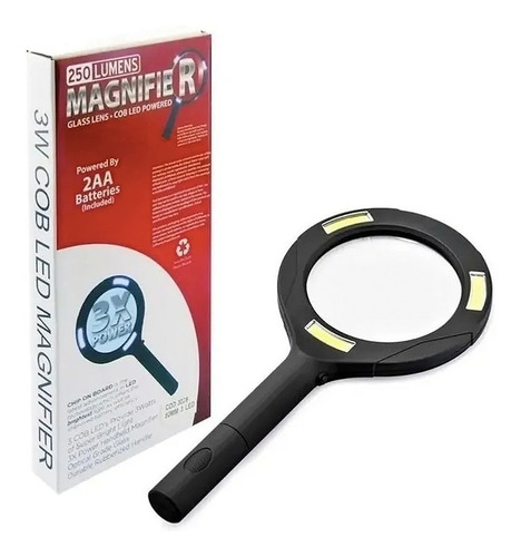 Imagen 9 de 10 de Lupa De Mano Con Aumento 3x Y Led 250 Lumen.