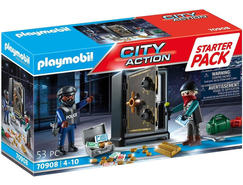 Playmobil Caja Fuerte Banco Policía Ladrón Cárcel Auto 70908