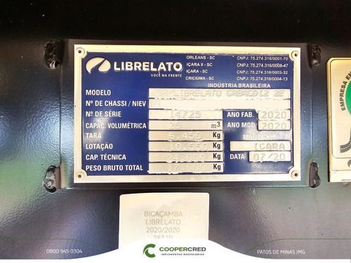 Carreta Bitrem Basculante Caçamba 2020 Librelato 25m³ 4 Eixo