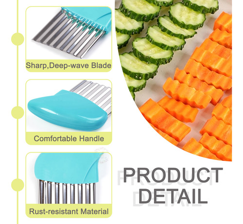 2pz Cortador Arrugas,patata Vegetal Crinkle Ondulado Chopper
