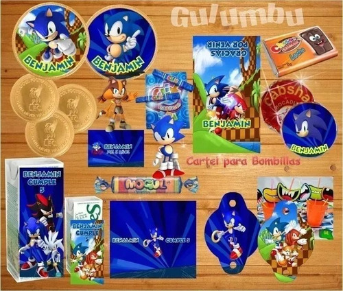 Imagen 7 de 8 de Kit Imprimible Sonic Cumpleaños Candy Bar Fiesta Cotillon