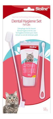 Set De Higiene Dental Para Gatos 50gr Crema Sabor A Queso 