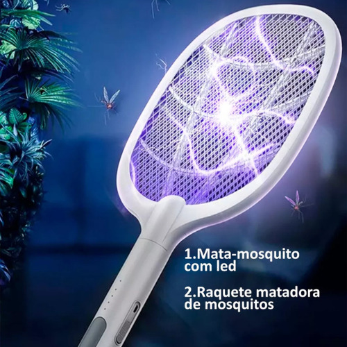 Raquete Elétrica De Matar Mosquito Com Armadilha De Led