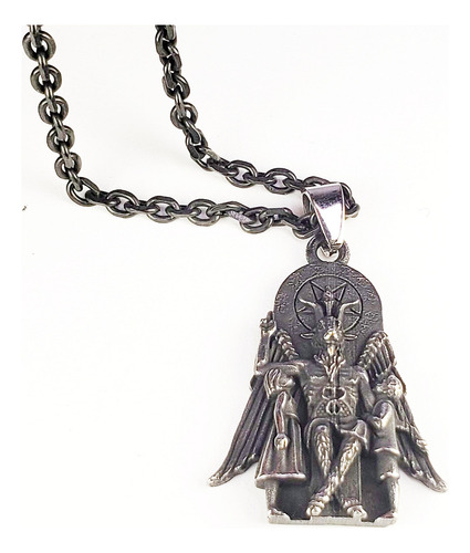 Colar Com Pingente De Aço Inoxidável Baphomet Sigil Satan
