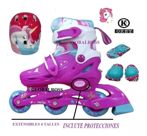 Rollers Patines Niña 2 En 1 Extensible Protecciones Casco