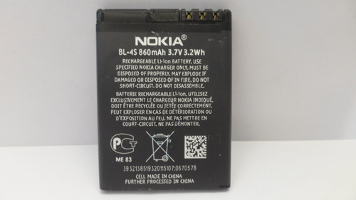 Imagen 2 de 8 de Bateria Nokia Original Bl-4s 7100 X3-02 860mah (2011) E2061