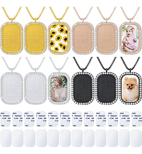 12 Pieces Sublimation Blank Necklace With Chain Metal C...