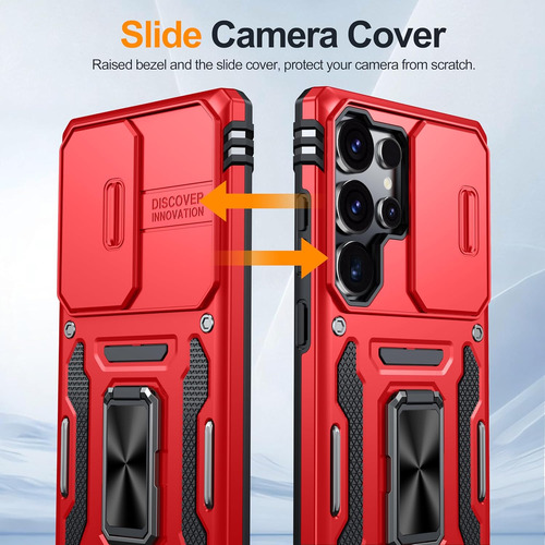 Funda Uso Rudo Cámara Para Galaxy S25 Ultra Carcasa+mica Rojo Samsung Galaxy S25 Ultra
