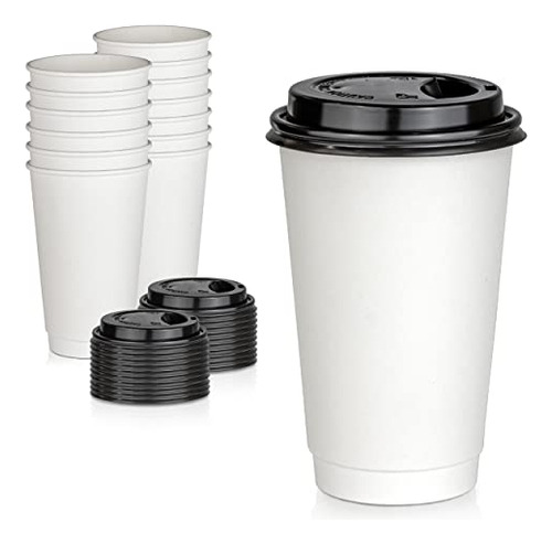 [50 Pack] Vasos Desechables Para Café Con Tapas - 16 Oz