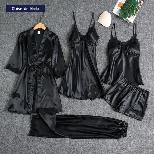 Conjunto De Pijamas De Satén Conjuntos De Pijamas De Novia