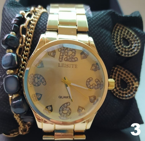 Conjunto De Relógio Feminino - Brincos - Pulseira+ Caixa