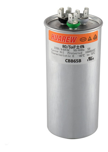 Huarew 80+5 Uf ± 6% 80/5 Mfd 370/440 Vca Cbb65 Condensador R