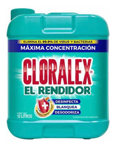 Blanqueador Líquido Desinfectante Cloralex El Rendidor 10 L