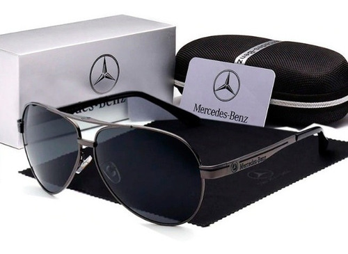 Óculos De Sol Mercedes Benz Metal Polarizado Uv400 Luxo Cor Cinza Cor da armação Cinza Cor da lente Preto