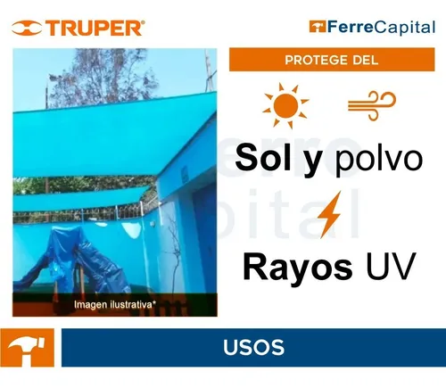 Lona multiuso Truper LT-34Z impermeable de 3m x 4m color azul