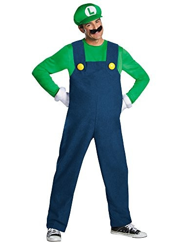 Disfraz De Super Mario Luigi Deluxe Para Hombre, Verde