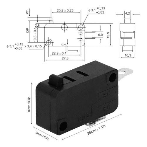 10x Microswitch Para Horno De Microondas 16a 125v N Cerrado