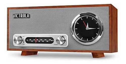 Victrola Radio Fm Analog Bluetooth Con Reloj Y Carga Usb 