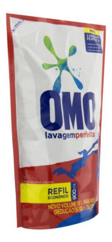 Sabão Omo Líquido Lavagem Perfeita Refil 900ml - Kit 02 Un
