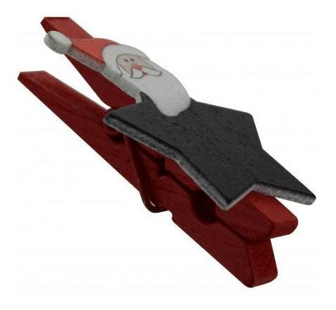 Pack 2x: Clip Adorno Navidad Madera Forma Estrella 6 Pcs
