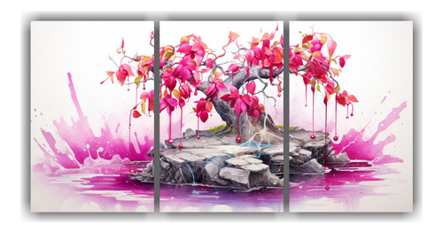 120x60cm Set 3 Composiciones Vintage Living A Fuchsia Bonsai