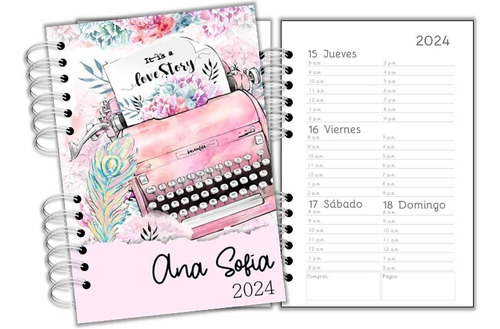 Agenda Semanal 2024 Personalizada Pasta Dura Aro Metal (02)