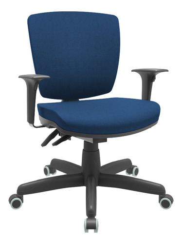 Cadeira Giratória Ergonômica Preto Bx Flexi Poliéster Azul