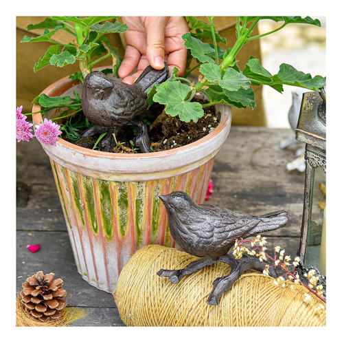 Estatuas De Pájaros Pequeños De Hierro Fundido Sungmor, De 2