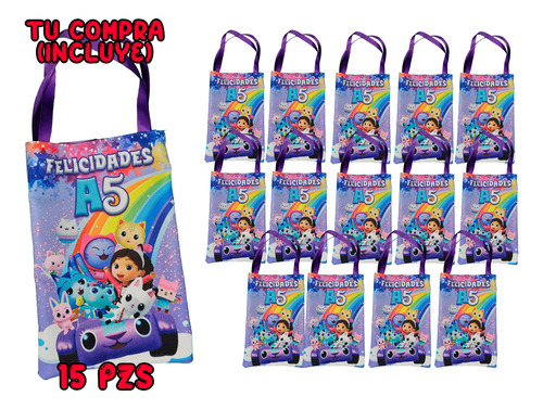 15 Dulceros Bolsita La Casa De Muñecas De Gabby Mod 3 Fiesta Lila La Casa De Juguetes De Gabby Mod3