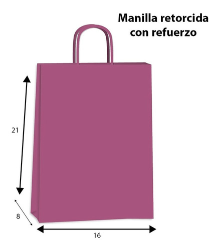 Imagen 2 de 5 de Bolsas De Papel Kraft 16x8x21 Con Manilla/ 25 Unidades