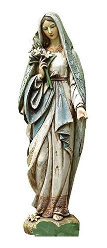 Figura De La Virgen María Sosteniendo Lirios