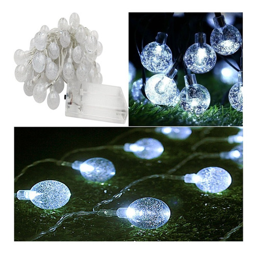 Guirnalda Led 20 Bolitas Cristal Blanca Fria 3 Mts A Pilas