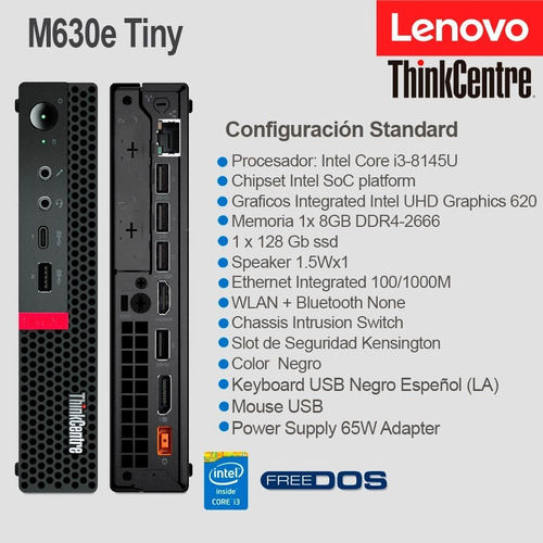 Mini Pc Lenovo M630e Tiny Core I3 8gb 128gb Ssd Free Dos