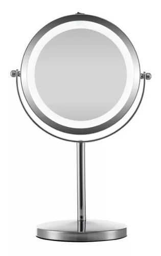 Espejo Aumento 5x Luz Led Mesada Reversible Baño Maquillaje