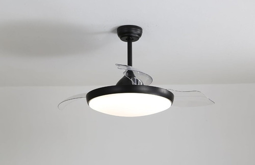 Ventilador de techo Alphaled Nébula turbo con 3 palas de ABS color transparente estructura color negro, 1.067m de diámetro 50/60 127V