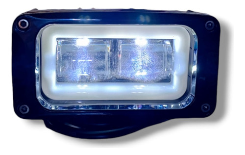 Faro Rectangular Luz Blanca Foco Con Halo Rojo Azul Y Blanco