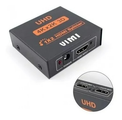 Imagen 1 de 6 de Divisor De Señal Splitter Hdmi 1*2 Conecta 2 Tv Amplificador