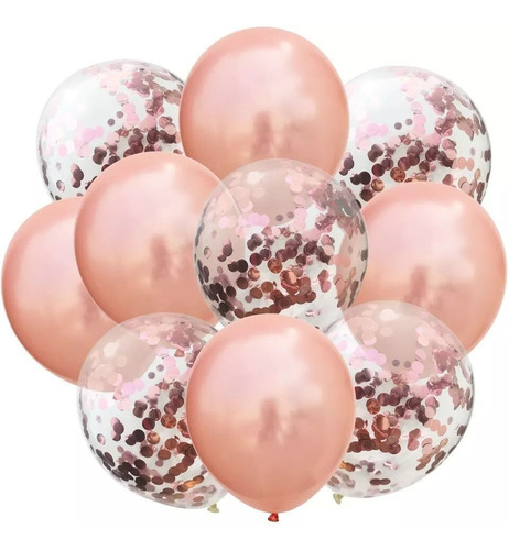 Set Bouquet 12 Globos Mix Confetti - Chrome Calidad Premium.