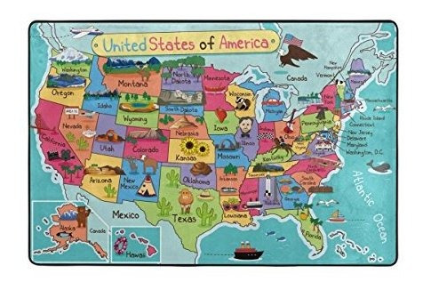 Alfombra 2x3 Pies - My Daily Cartoon Map Of United States Of